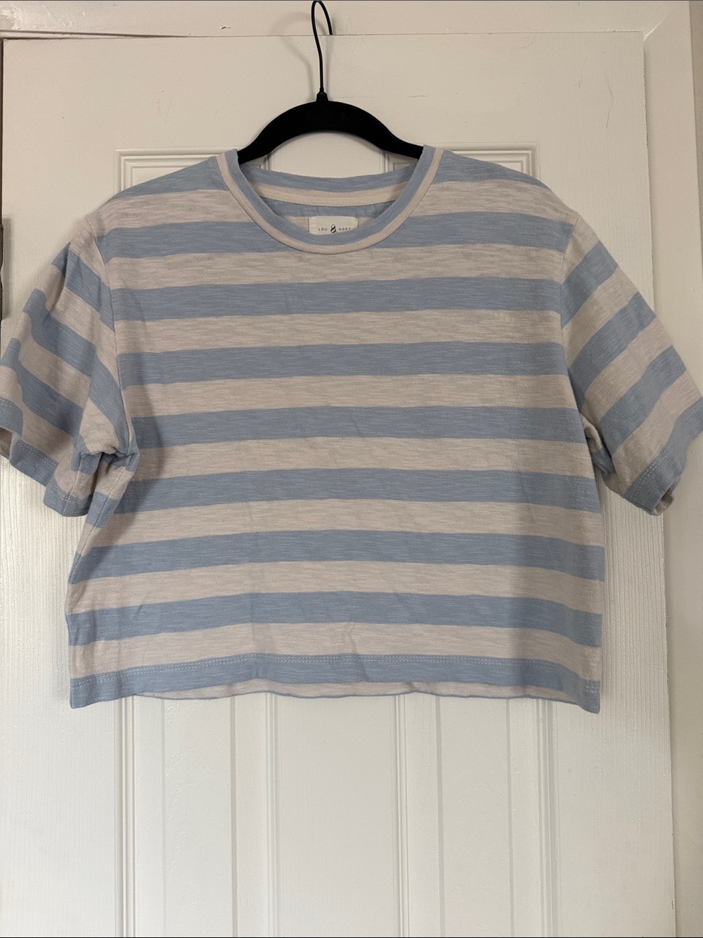 Lou & Grey Striped Blue & White Cropped Tee